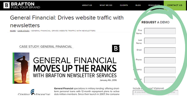 landing page CTA